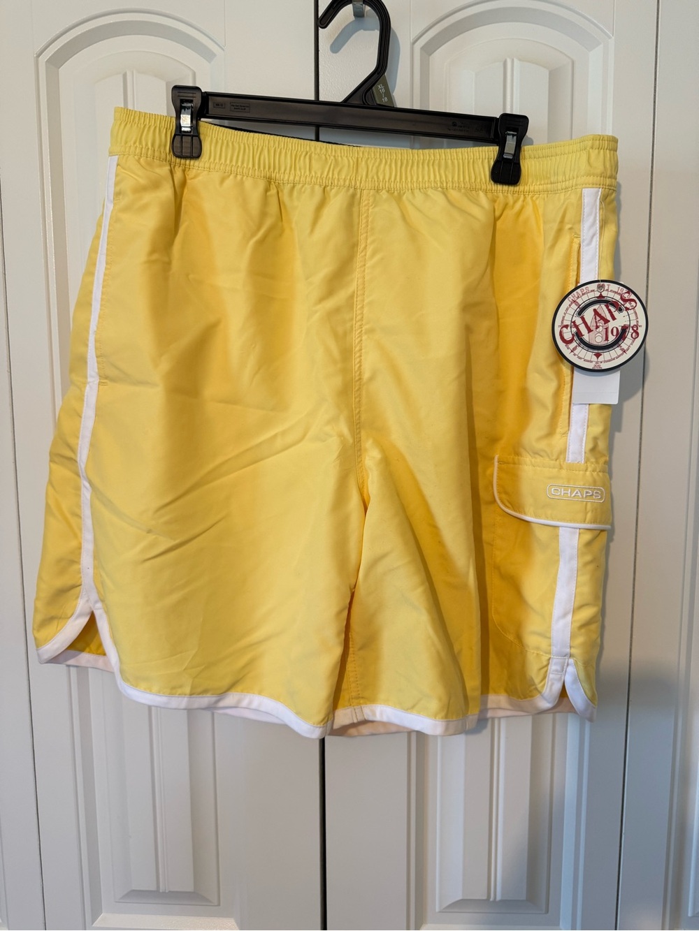 Chaps Yellow Swim Board Shorts with White Trim